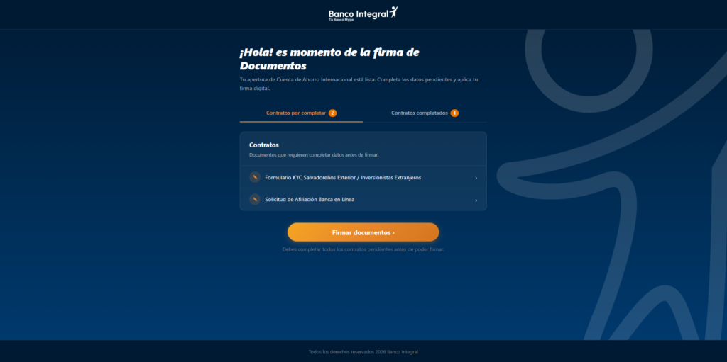 Banco Integral digital document signing