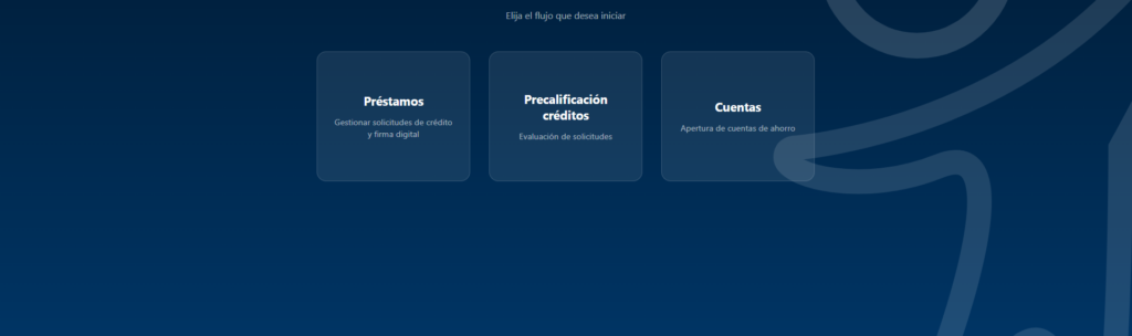 Banco Integral credit process selection screen