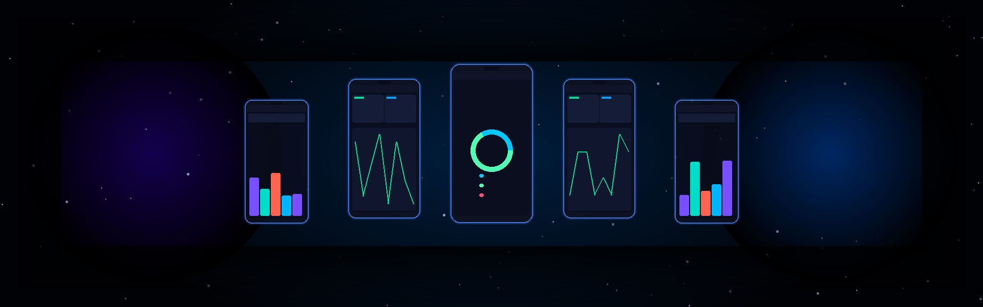 Mobile app development showcase with multiple screen designs
