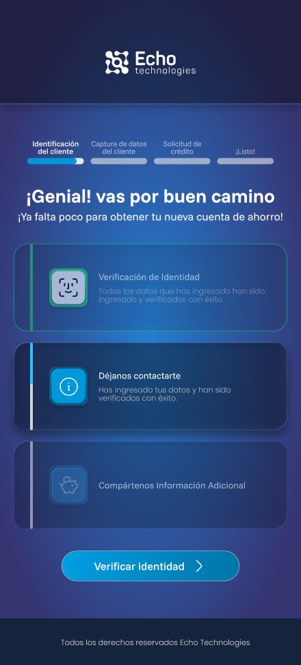 ACTIVA app — 3-step verification completed