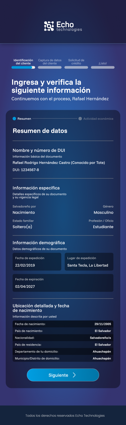 ACTIVA app — DocRaptor scans and verifies the ID automatically